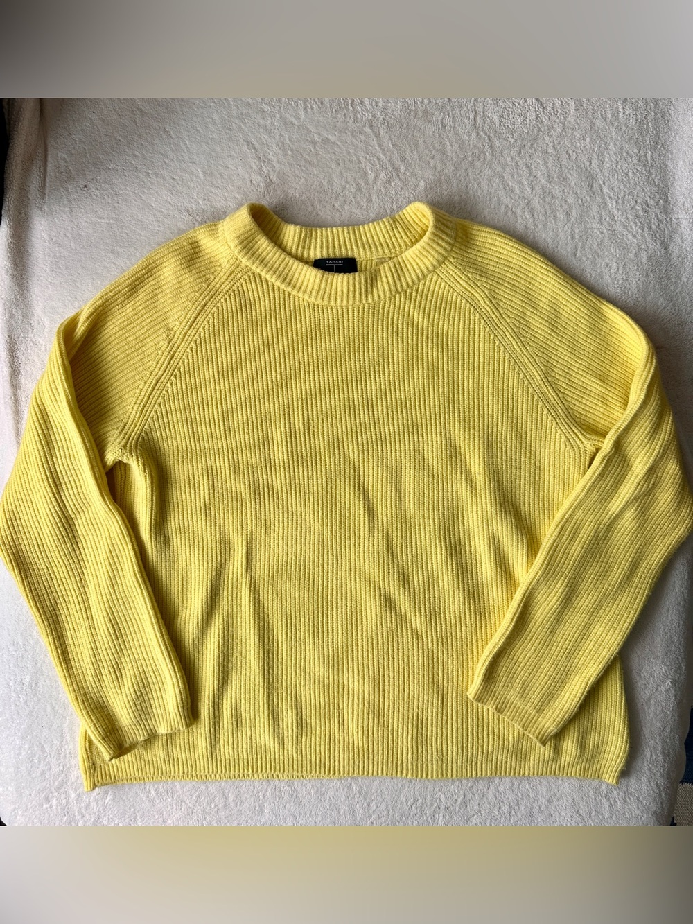 Yellow Ribbed Crewneck Sweater - Women